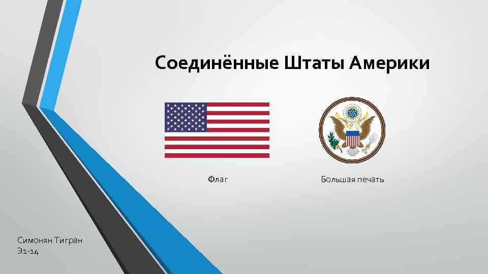 Соединённые Штаты Америки Флаг Симонян Тигран Э 1 -14 Большая печать 