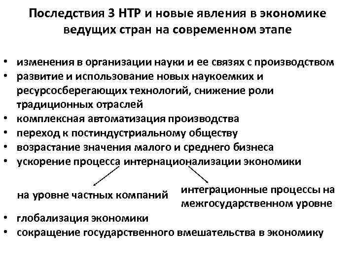 Развитие высоких технологий ускорение развития промышленности выдвижение на первый план сферы услуг