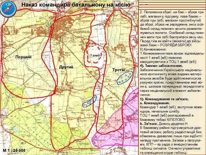 Наказ командира батальйону на місію Коричневі 1 аемб Перший Другий Третій 1 аемб Фіолетові