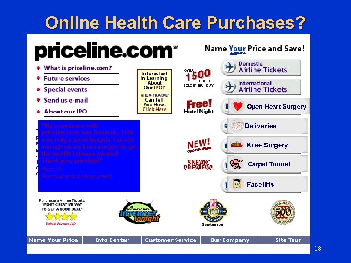 Online Health Care Purchases? Open Heart Surgery “My experience with priceline. com was fantastic.