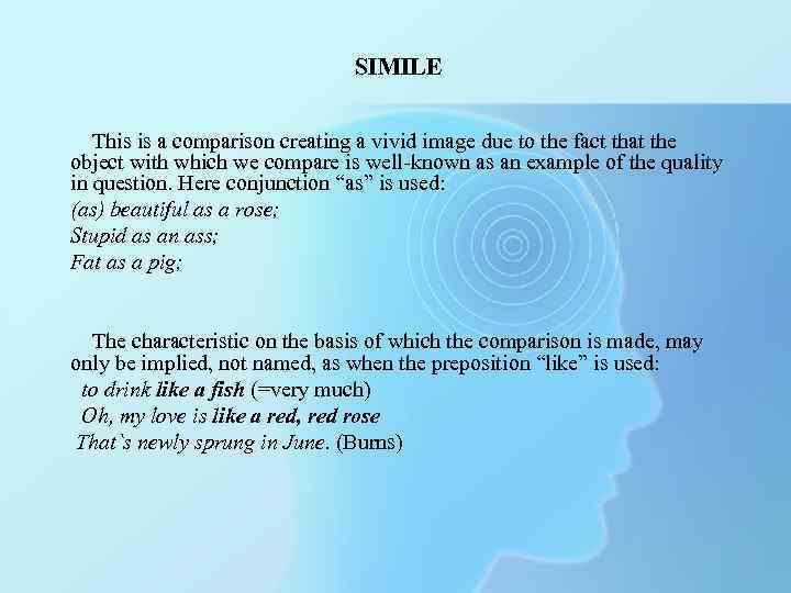 SIMILE This is a comparison creating a vivid image due to the fact that
