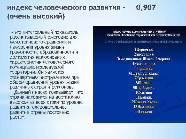 - это интегральный показатель, рассчитываемый ежегодно для межстранового сравнения и измерения уровня жизни, грамотности,