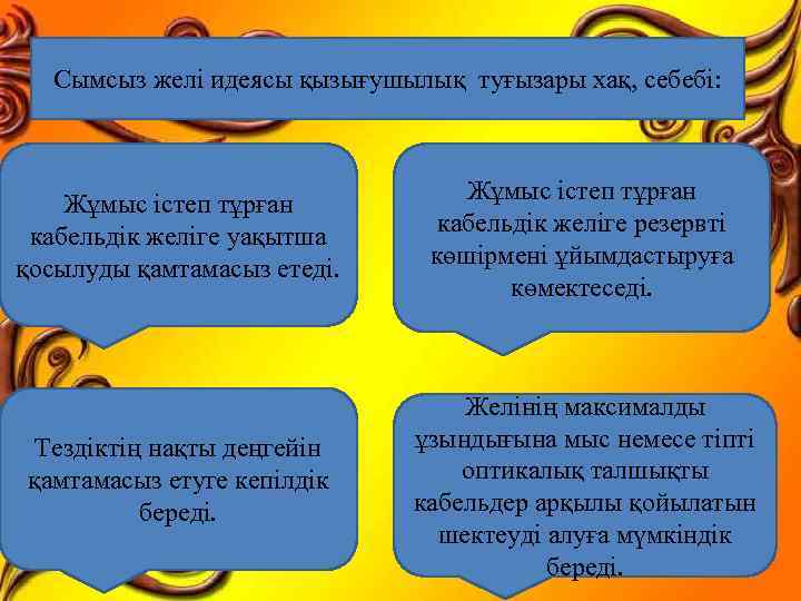 Сымсыз желі идеясы қызығушылық туғызары хақ, себебі: Жұмыс істеп тұрған кабельдік желіге уақытша қосылуды