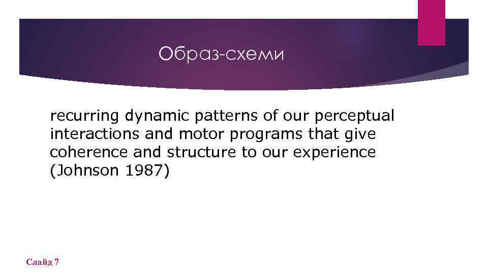 Образ-схеми recurring dynamic patterns of our perceptual interactions and motor programs that give coherence
