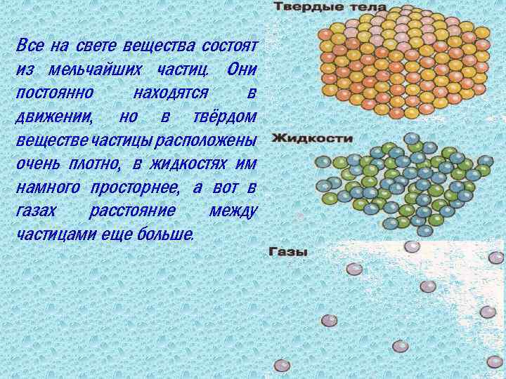 Вещество состоит из мельчайших