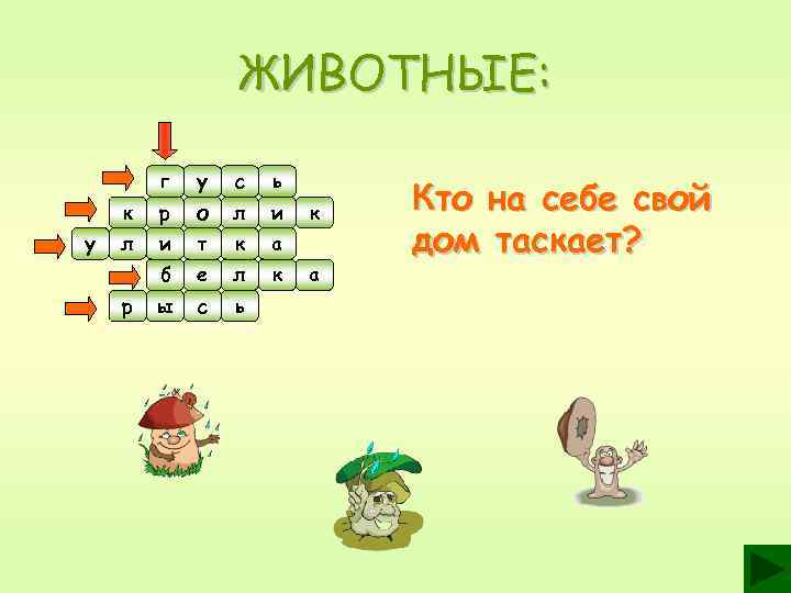 ЖИВОТНЫЕ: г с ь к у у р о л и т к а