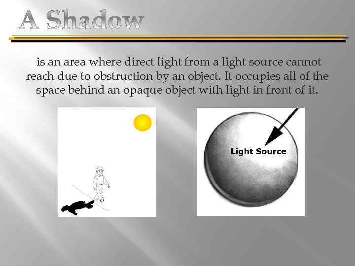 is an area where direct light from a light source cannot reach due to