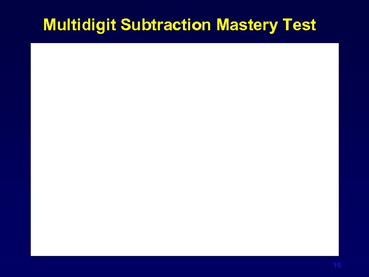 Multidigit Subtraction Mastery Test 16 