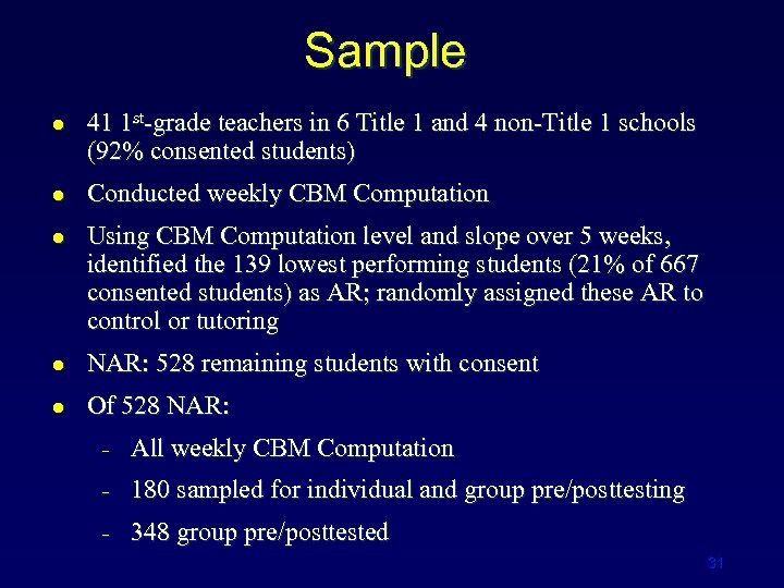 Sample l l l 41 1 st-grade teachers in 6 Title 1 and 4