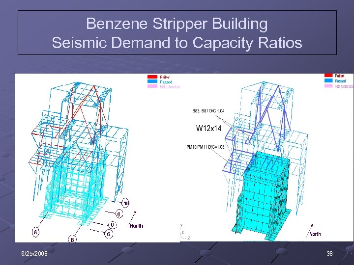 Benzene Stripper Building Seismic Demand to Capacity Ratios 6/25/2008 38 