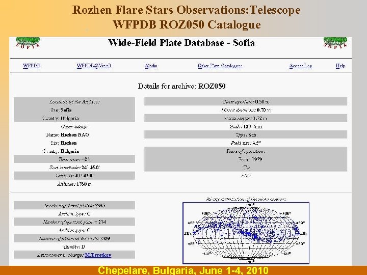  Rozhen Flare Stars Observations: Telescope WFPDB ROZ 050 Catalogue. . Chepelare, Bulgaria, June