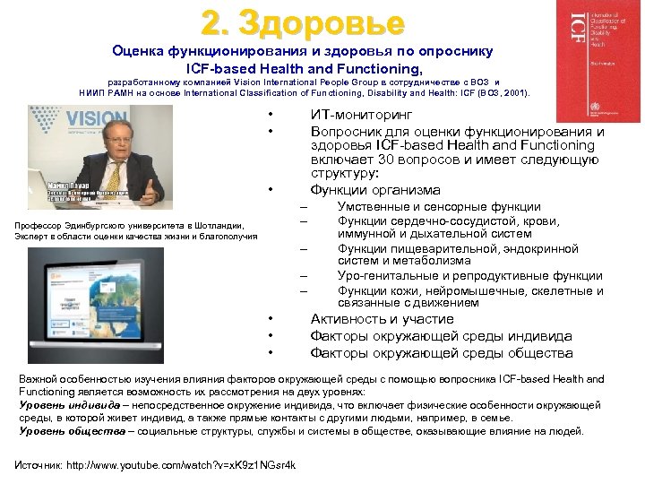 2. Здоровье Оценка функционирования и здоровья по опроснику ICF-based Health and Functioning, разработанному компанией