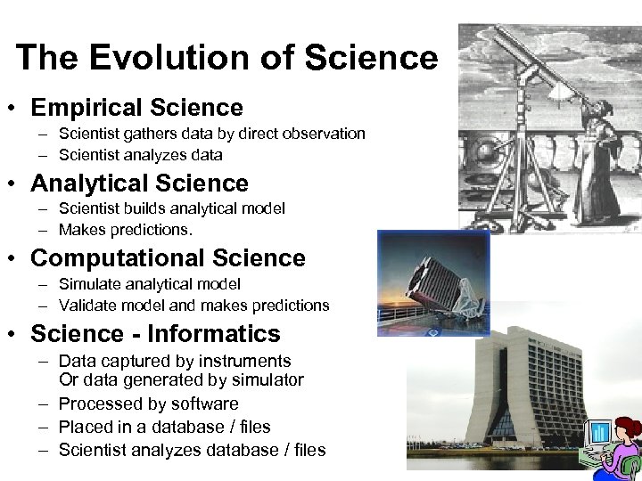 The Evolution of Science • Empirical Science – Scientist gathers data by direct observation