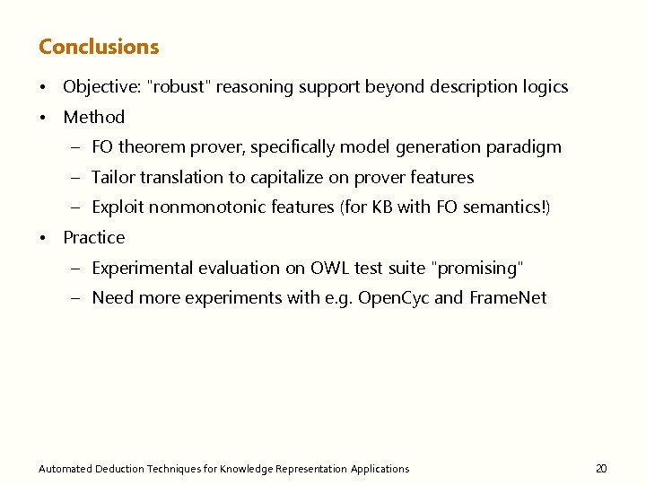 Conclusions • Objective: 