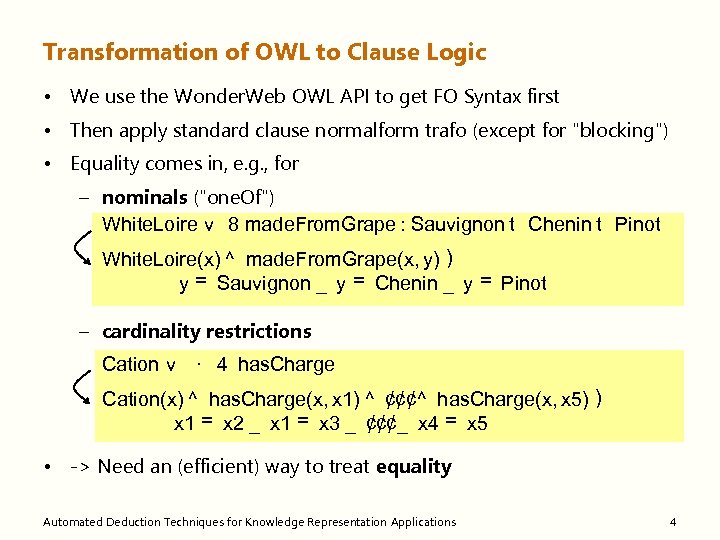 Automated Deduction Techniques For Knowledge Representation Applications Peter