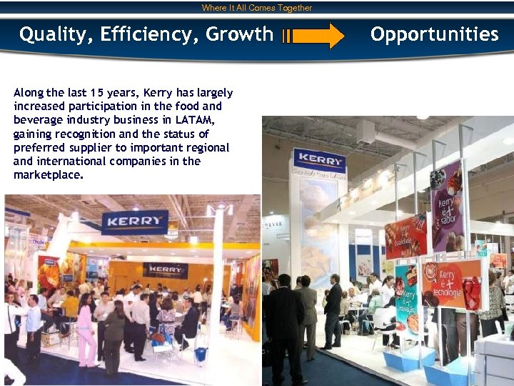 Where It All Comes Together Quality, Efficiency, Growth Along the last 15 years, Kerry