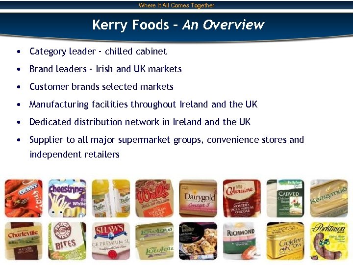 Where It All Comes Together Kerry Foods – An Overview • Category leader -