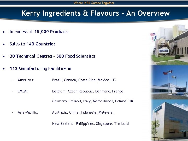 Where It All Comes Together Kerry Ingredients & Flavours – An Overview • In