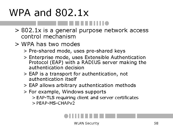 WPA and 802. 1 x > 802. 1 x is a general purpose network
