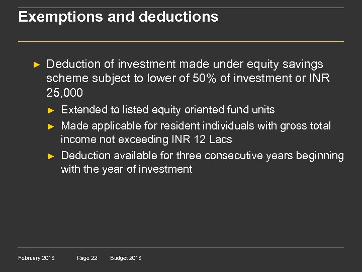 Exemptions and deductions ► Deduction of investment made under equity savings scheme subject to