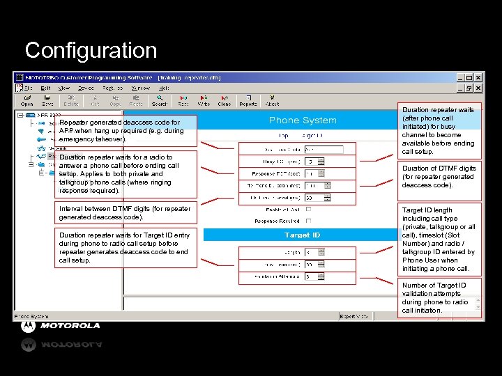 Configuration Repeater generated deaccess code for APP when hang up required (e. g. during