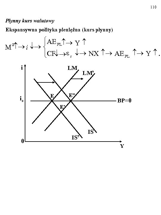 110 Płynny kurs walutowy Ekspansywna polityka pieniężna (kurs płynny) ìAE PL ® Y ï