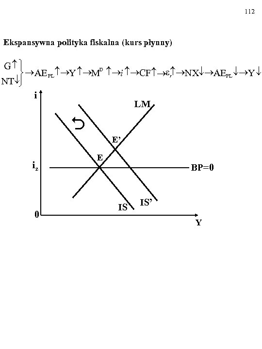 112 Ekspansywna polityka fiskalna (kurs płynny) G ü ï D ® ý ® AE