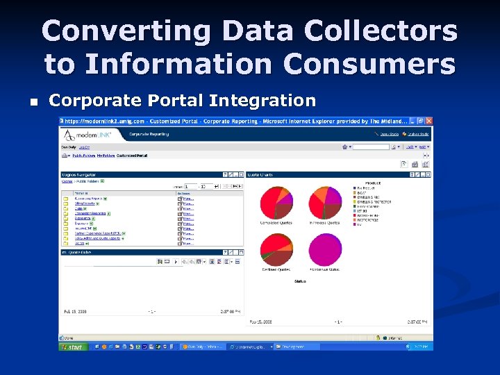Converting Data Collectors to Information Consumers n Corporate Portal Integration 