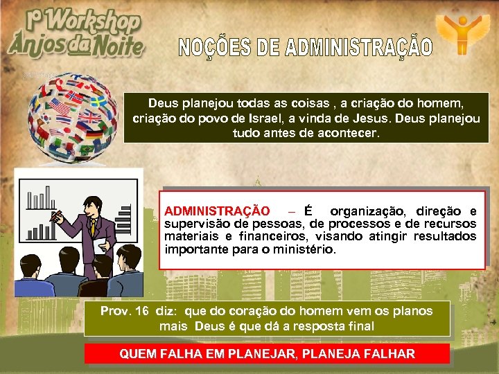 Deus planejou todas as coisas , a criação do homem, criação do povo de
