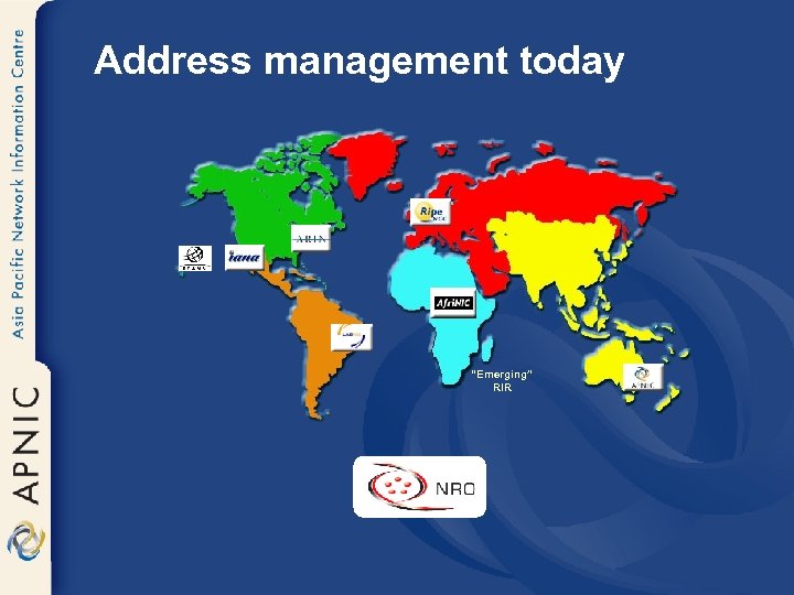 Address management today “Emerging” RIR 