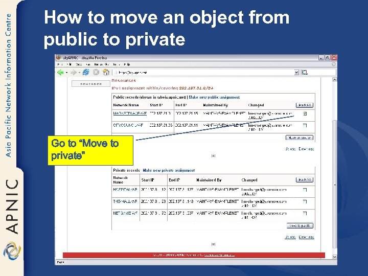 How to move an object from public to private Go to “Move to private”
