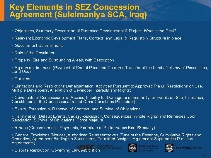 Key Elements in SEZ Concession Agreement (Suleimaniya SCA, Iraq) § Objectives, Summary Description of