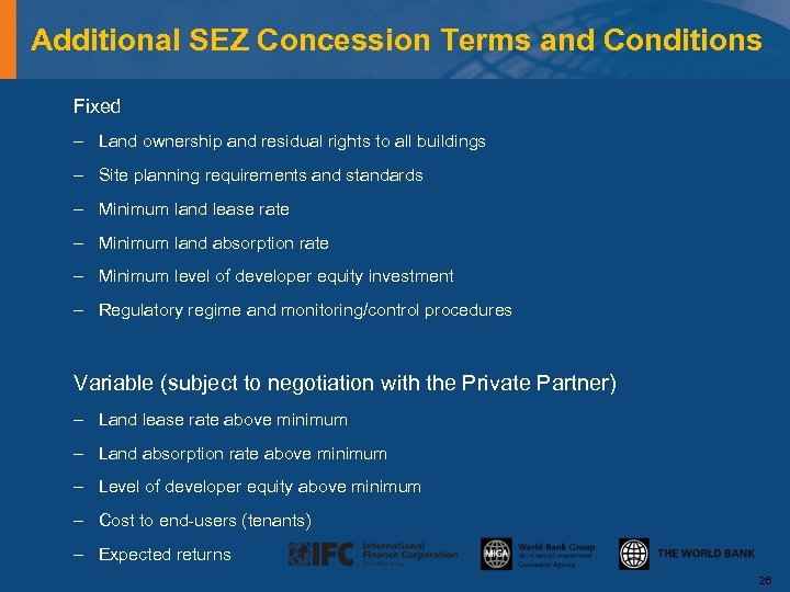 Additional SEZ Concession Terms and Conditions Fixed – Land ownership and residual rights to