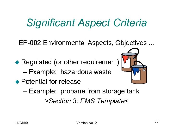 Significant Aspect Criteria EP-002 Environmental Aspects, Objectives. . . u Regulated (or other requirement)