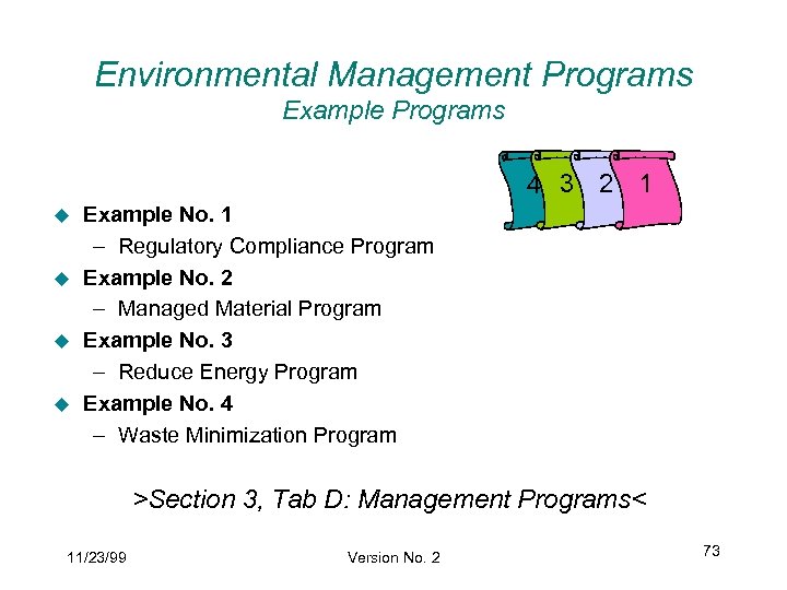 Environmental Management Programs Example Programs 4 3 2 1 u u Example No. 1