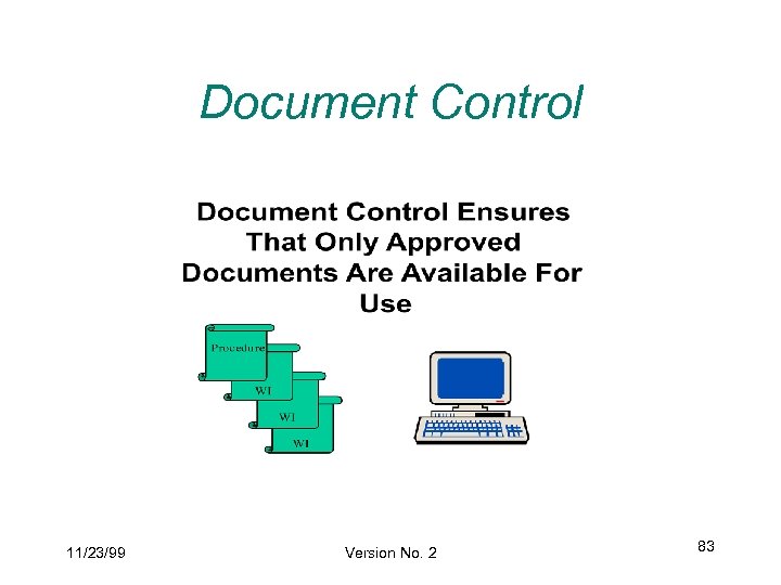 Document Control 11/23/99 Version No. 2 83 