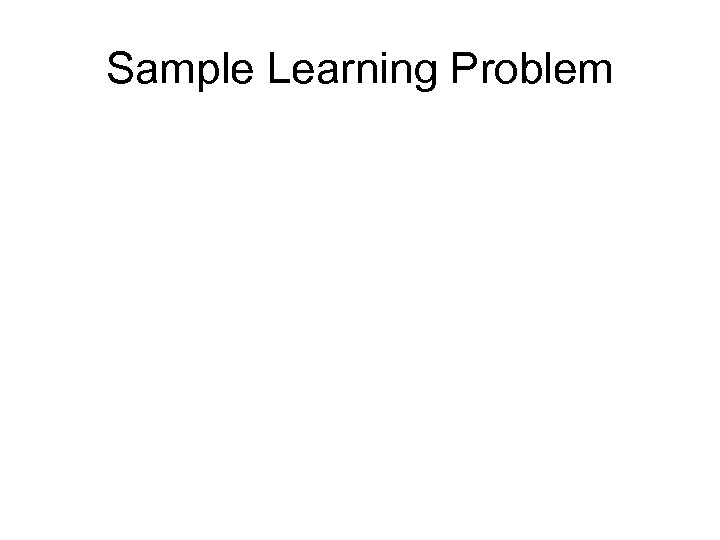 Sample Learning Problem 