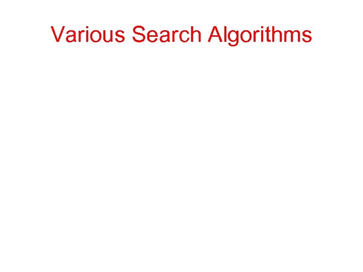 Various Search Algorithms 