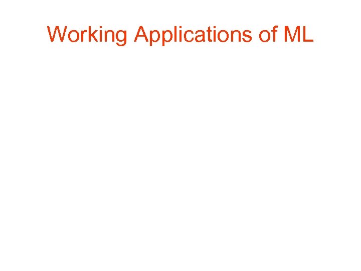 Working Applications of ML 