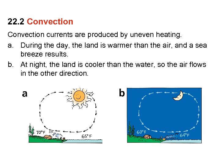 22. 2 Convection currents are produced by uneven heating. a. During the day, the