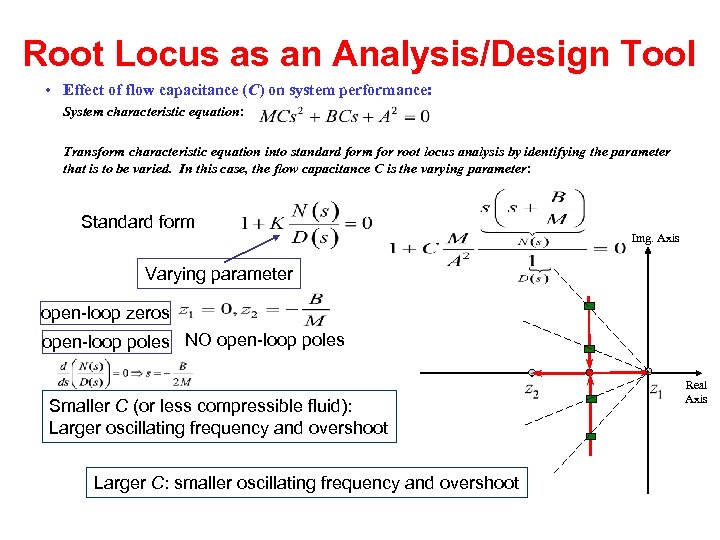 Root Locus as an Analysis/Design Tool • Effect of flow capacitance (C) on system