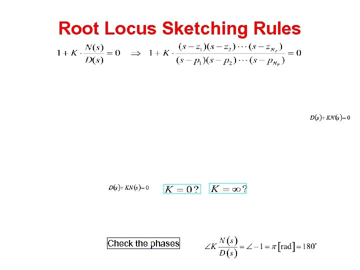 Root Locus Sketching Rules Check the phases 