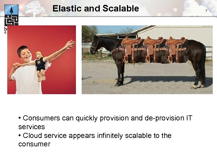 Elastic and Scalable • Consumers can quickly provision and de-provision IT services • Cloud