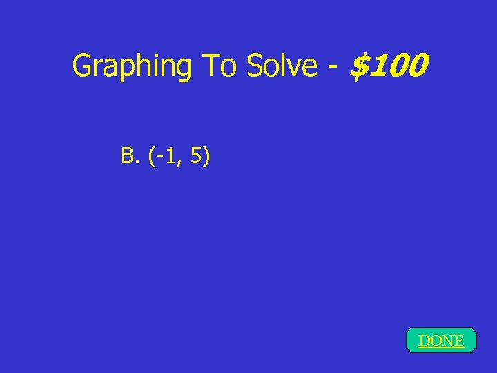 Graphing To Solve - $100 B. (-1, 5) DONE 