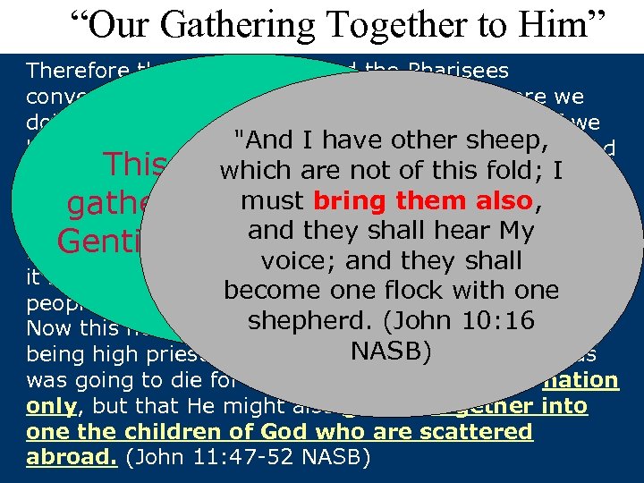 “Our Gathering Together to Him” Therefore the chief priests and the Pharisees convened a