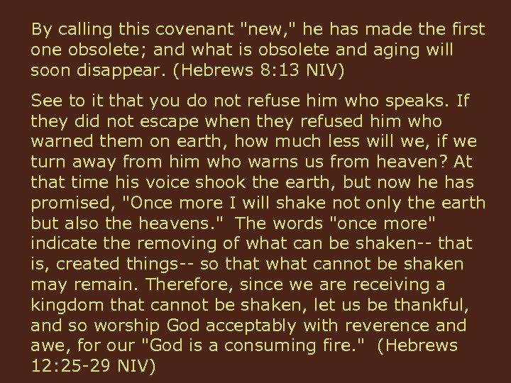 By calling this covenant 