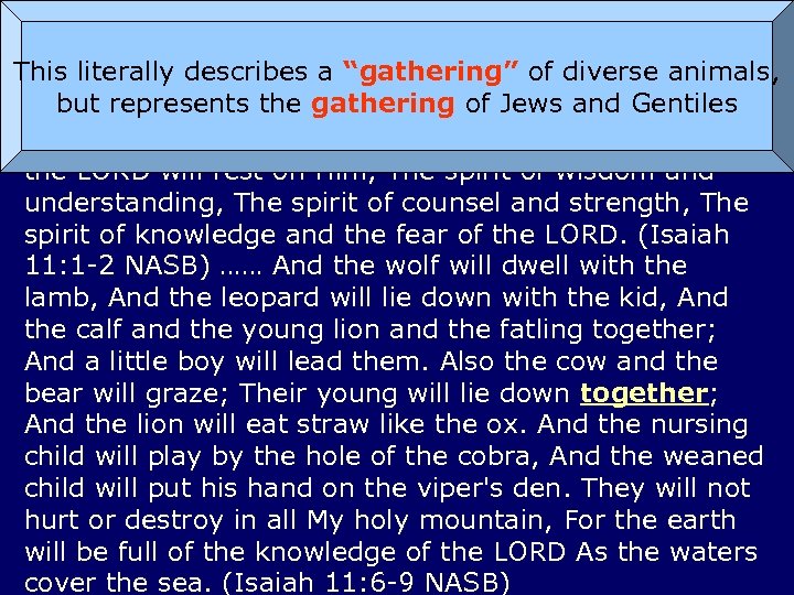 “Ourdescribes a “gathering” of diverse animals, Gathering Together to Him” This literally but represents