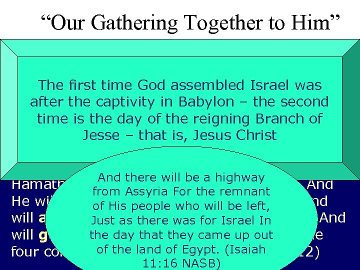 “Our Gathering Together to Him” Then it will come about in that day that