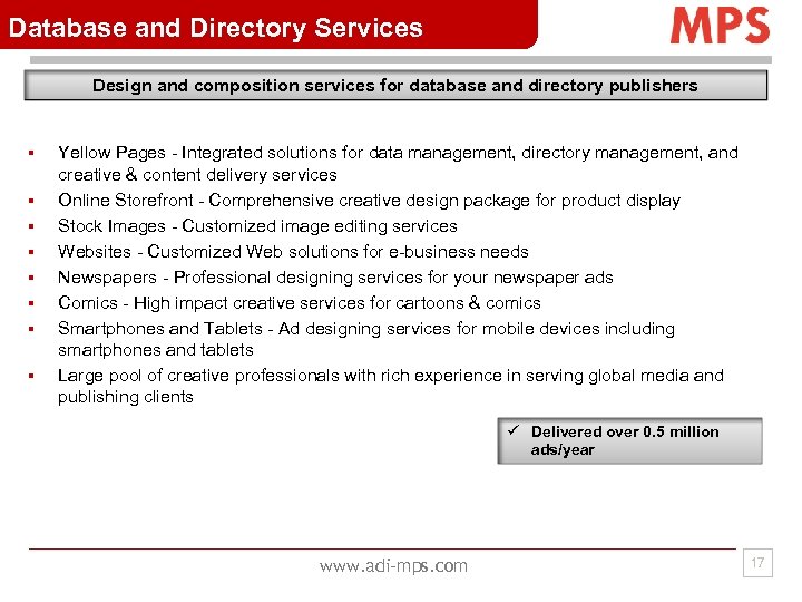 Database and Directory Services Design and composition services for database and directory publishers §