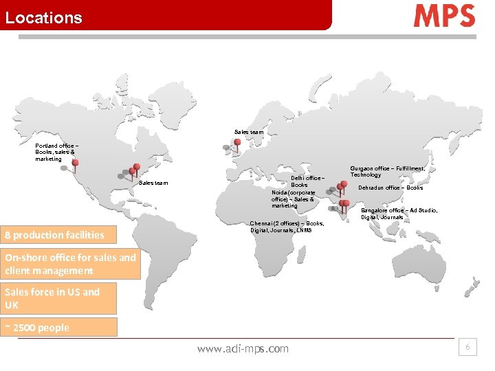 Locations Sales team Portland office – Books, sales & marketing Sales team 8 production